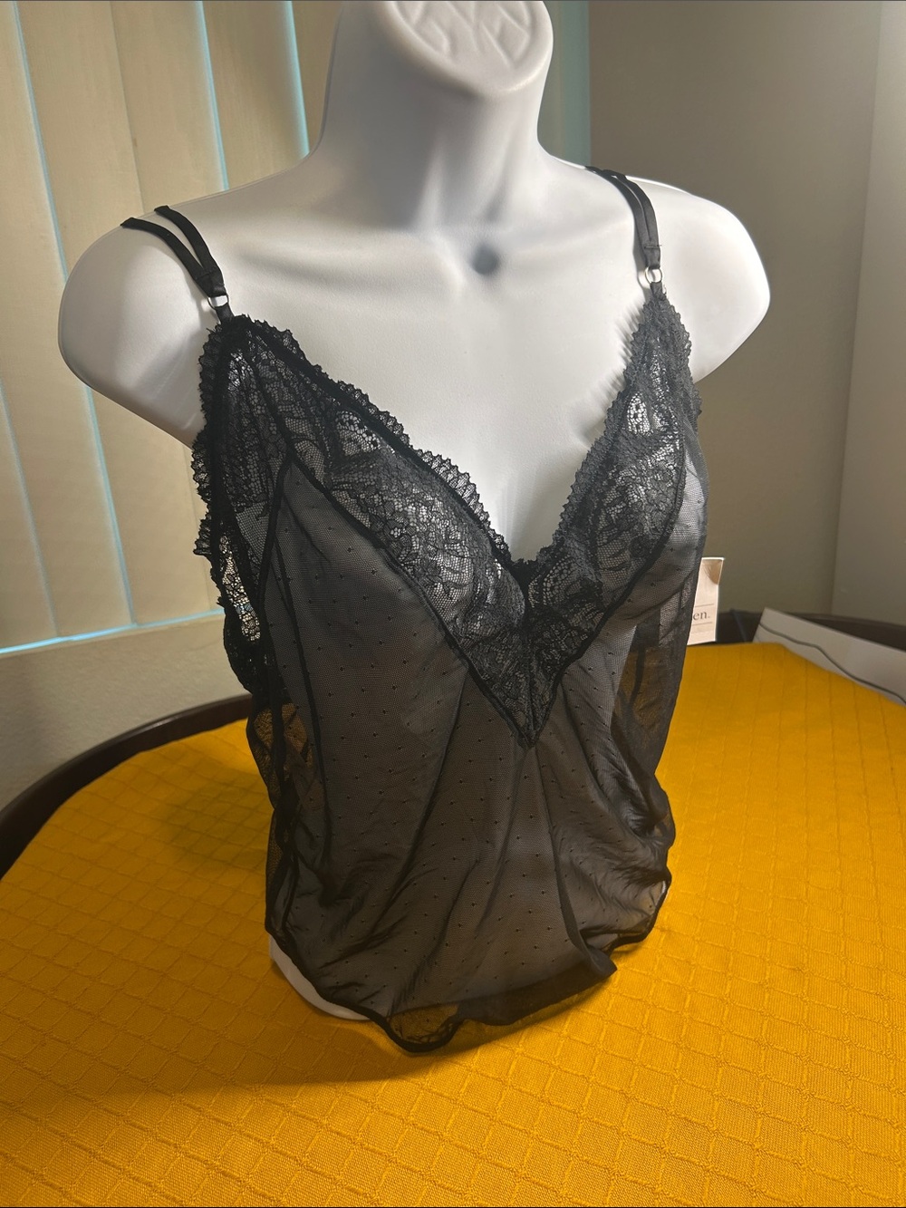 AUDRN Black Sheer Lace Cami - Women Intimates NWT. Size L